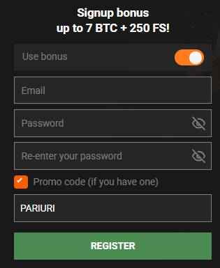 Pariuri crypto – exemplu captură de ecran informativă (formular)